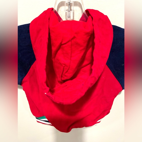 Vintage Baby Bomber Jacket Hoodie 18 Months Red Blue Ivy League 100% Cotton - Picture 11 of 13